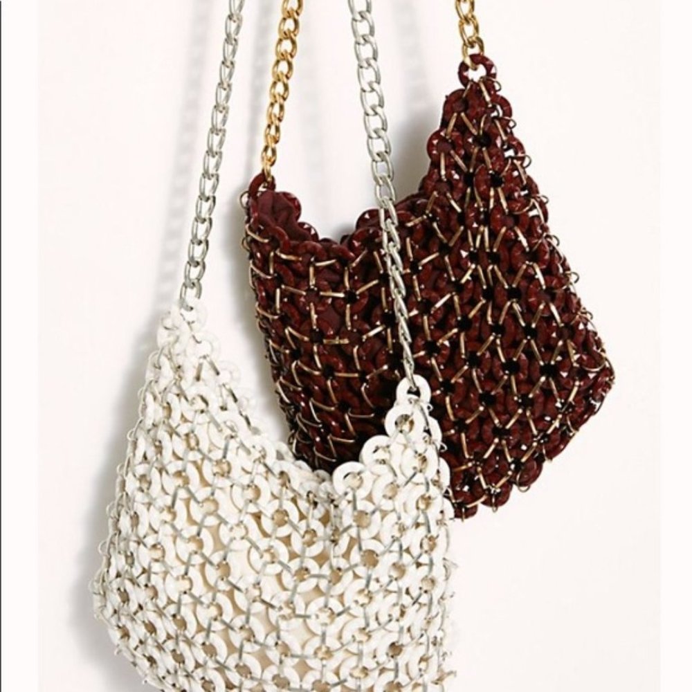 Free People White Beaded Crossbody Clutch Purse - Picture 2 of 6